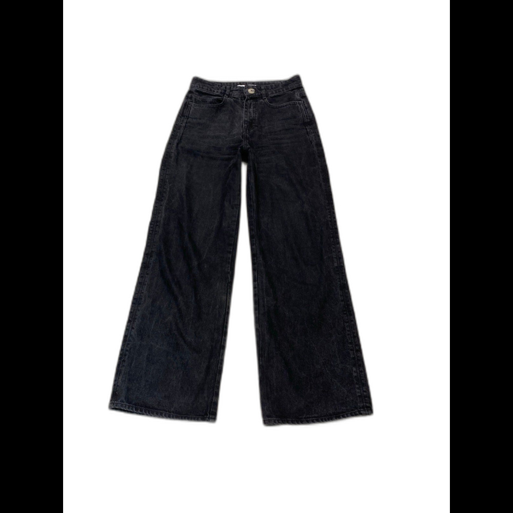 Zara The Marine High Rise Washed Black Wide Leg Full Length Jeans Size 8 - Picture 3 of 10
